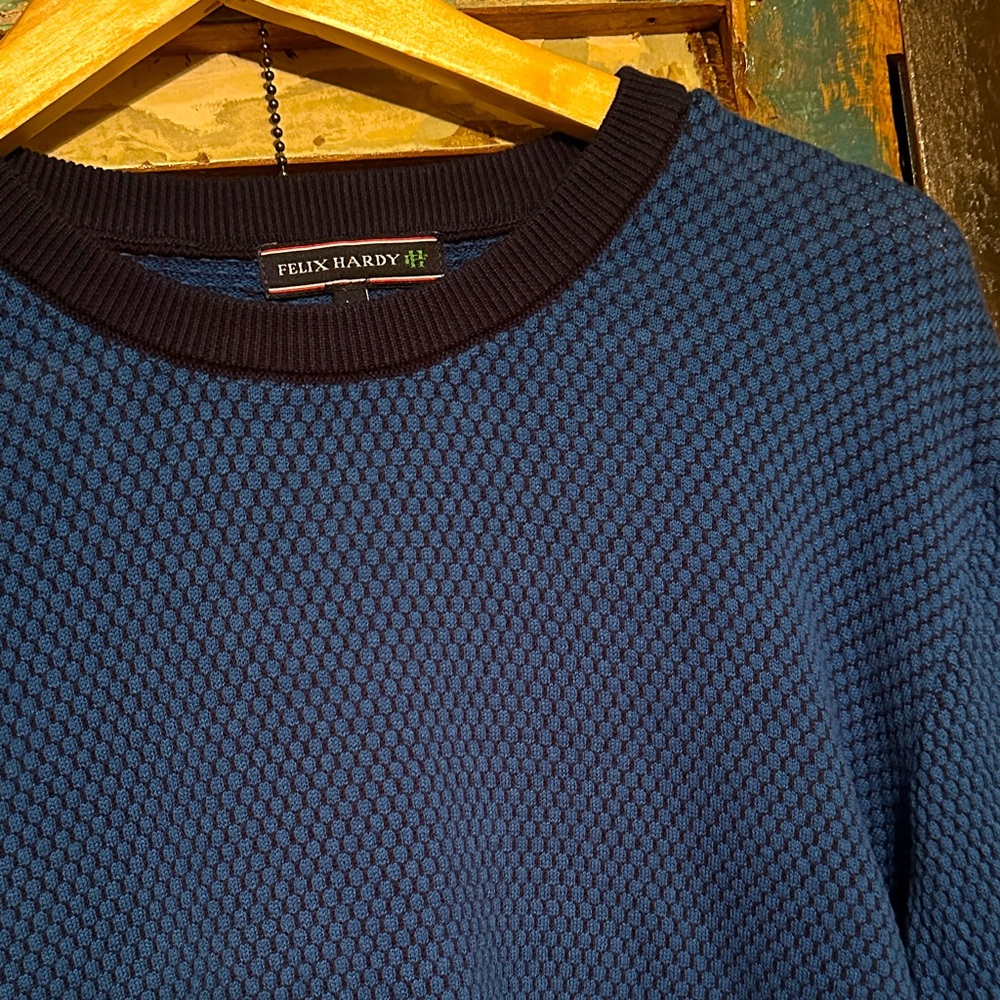 🚨 Felix Harvey Gabriel Pullover Navy & Indigo size large sweater lightweight